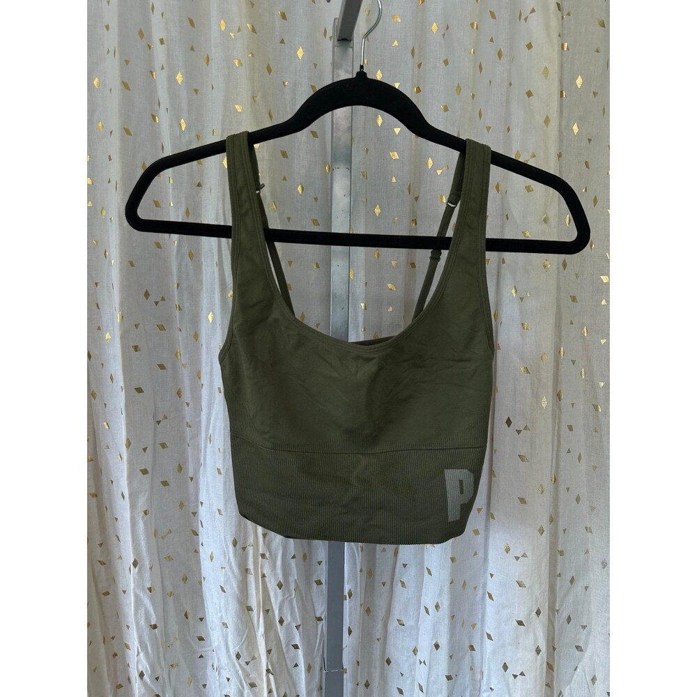 Victoria's Secret PINK Active Olive Green Seamless Lightly Lined Sports Bra M
